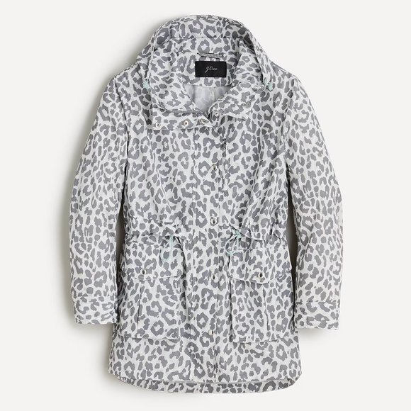 J.Crew Perfect rain jacket in ivory leopard, size small - Picture 1 of 3